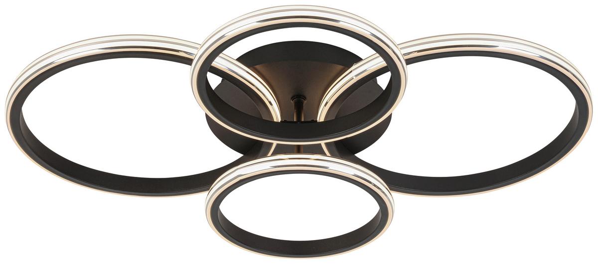 LED-Deckenleuchte Maxi Schwarz/Chromfarben max.33Watt - Chromfarben/Schwarz, MODERN, Kunststoff/Metall (62/46/9cm) - Mömax