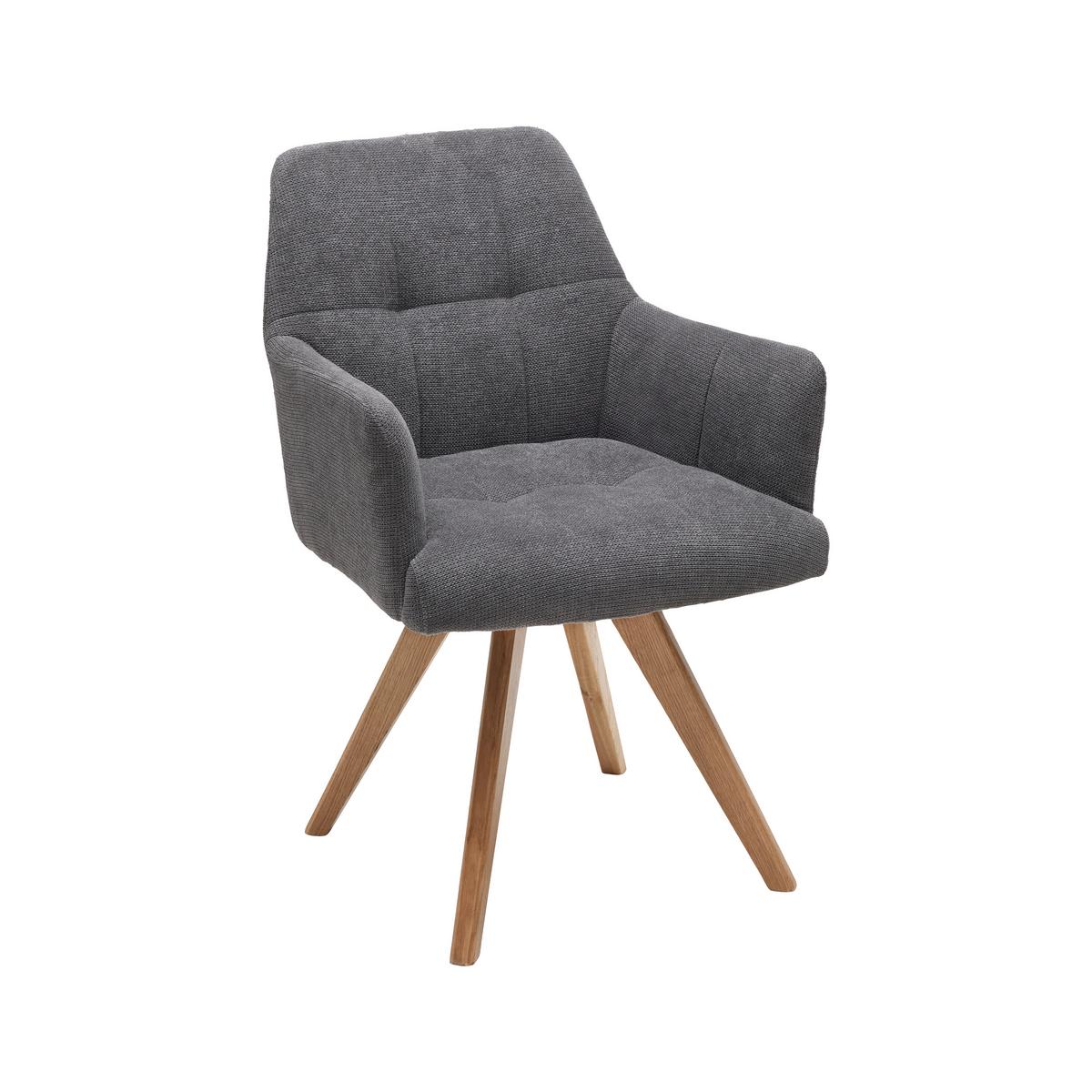 Armlehnstuhl Diona Grau - Grau, MODERN, Holz/Textil (57/89/66cm) - Mömax