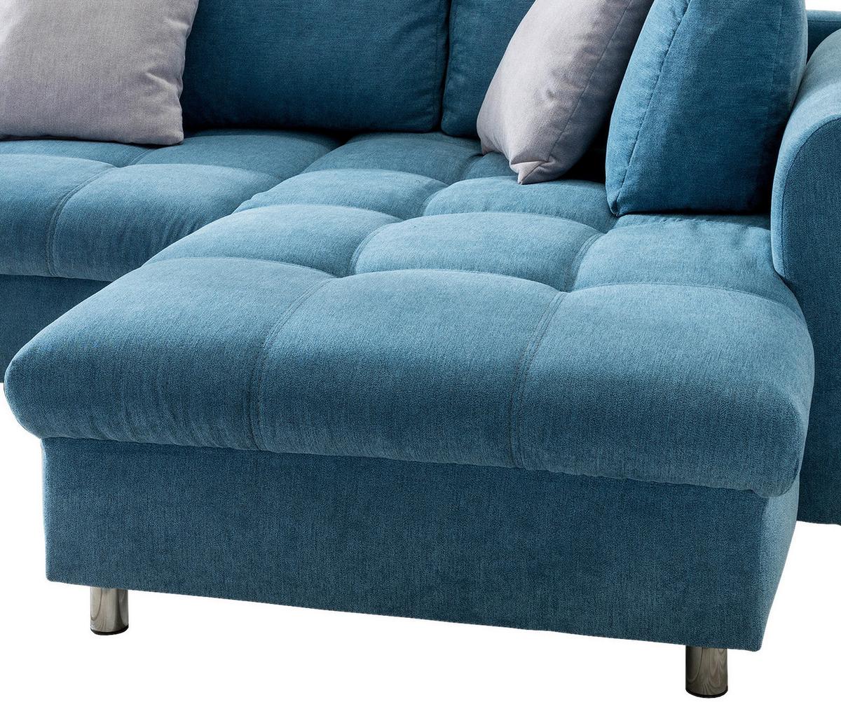 Sedežna Garnitura Agira, Modra, Ležišče - barve kroma/srebrne barve, Design, tekstil (250/190cm) - Modern Living