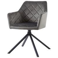 Stol Patti, Siva, Žamet, Vrtljiv - siva/črna, Konvencionalno, kovina/tekstil (56/81/60,5cm)
