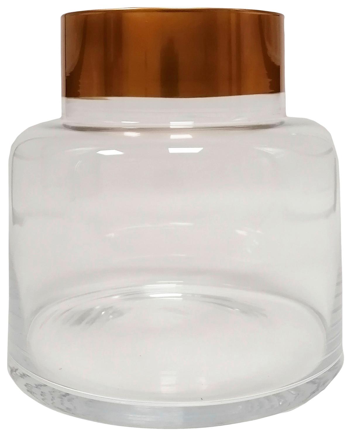 Vase Shiny mit Goldrand - Klar/Goldfarben, ROMANTIK / LANDHAUS, Glas (25/25cm) - Modern Living