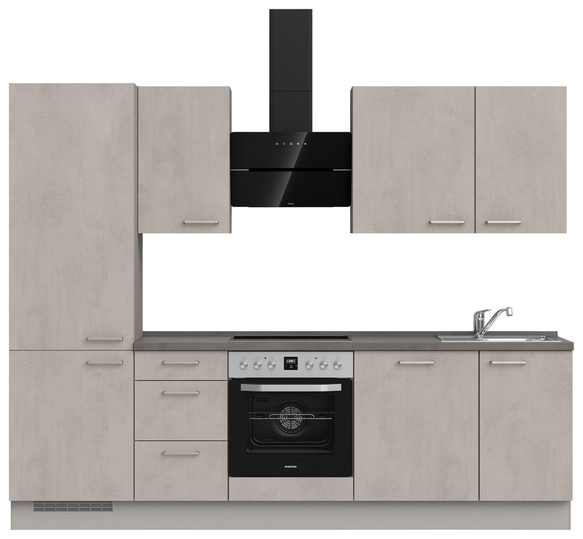 Küchenblock Riva High m. Geräten Grau - Schieferfarben/Edelstahlfarben, MODERN, Holzwerkstoff/Metall (270cm) - Nobilia