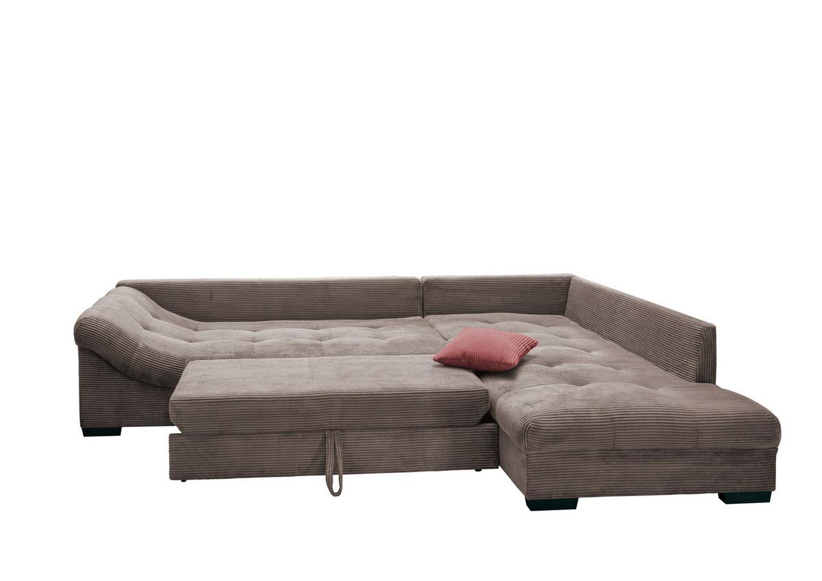 Wohnlandschaft Alvito Braun Cord - Taupe/Koralle, Design, Holz/Textil (298/202cm) - MID.YOU