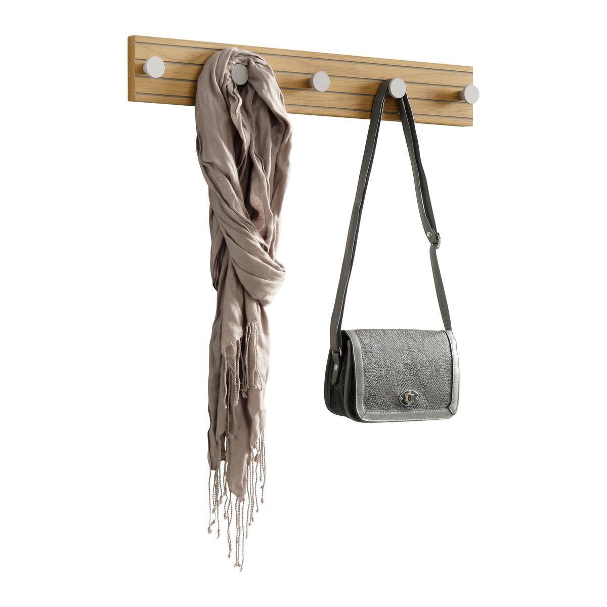 Wandgarderobe Polar 5 Eiche-/Kaschmirfarben - Kaschmir/Eichefarben, MODERN, Holzwerkstoff/Metall (60/9/4cm) - Mömax