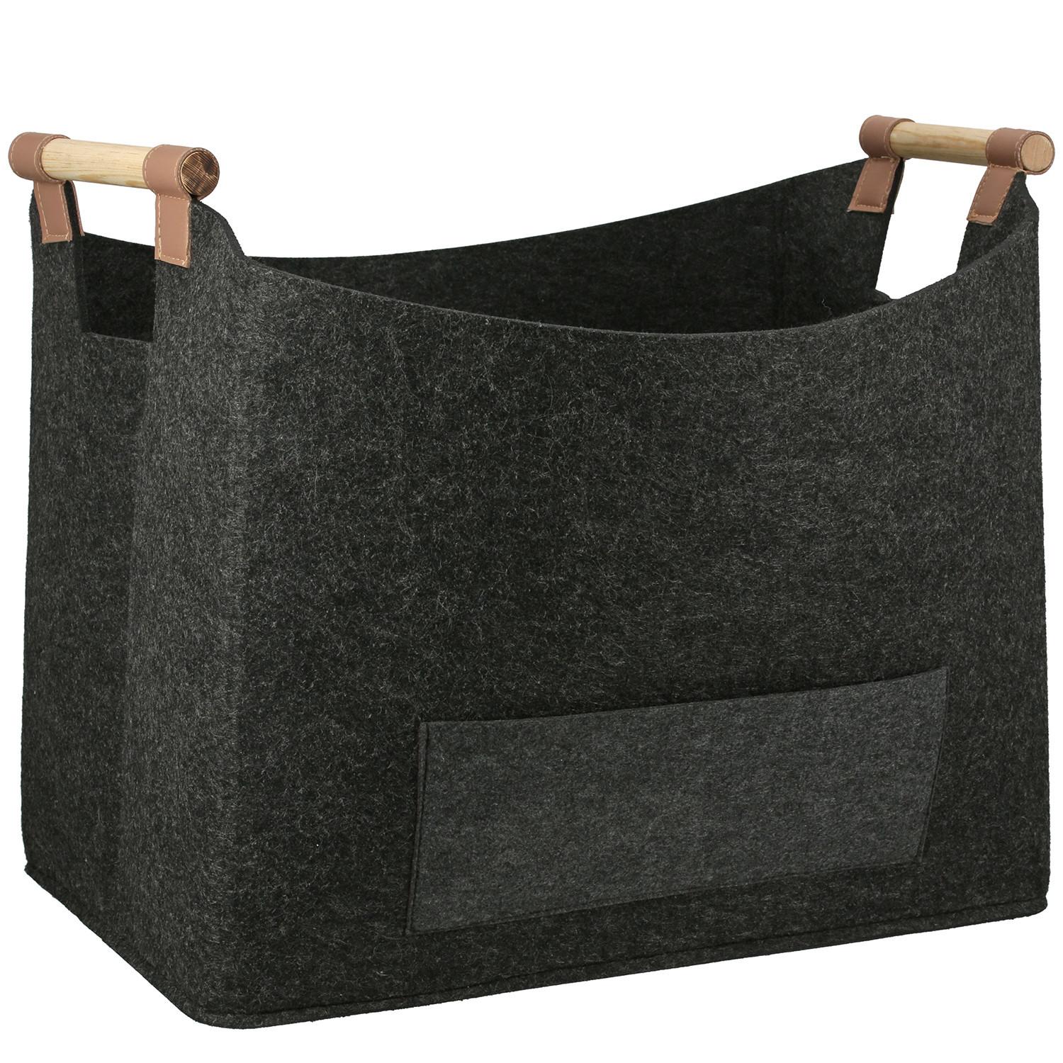 Kaminkorb Dunkelgrau - Dunkelgrau, Basics, Textil (45/40/32cm)