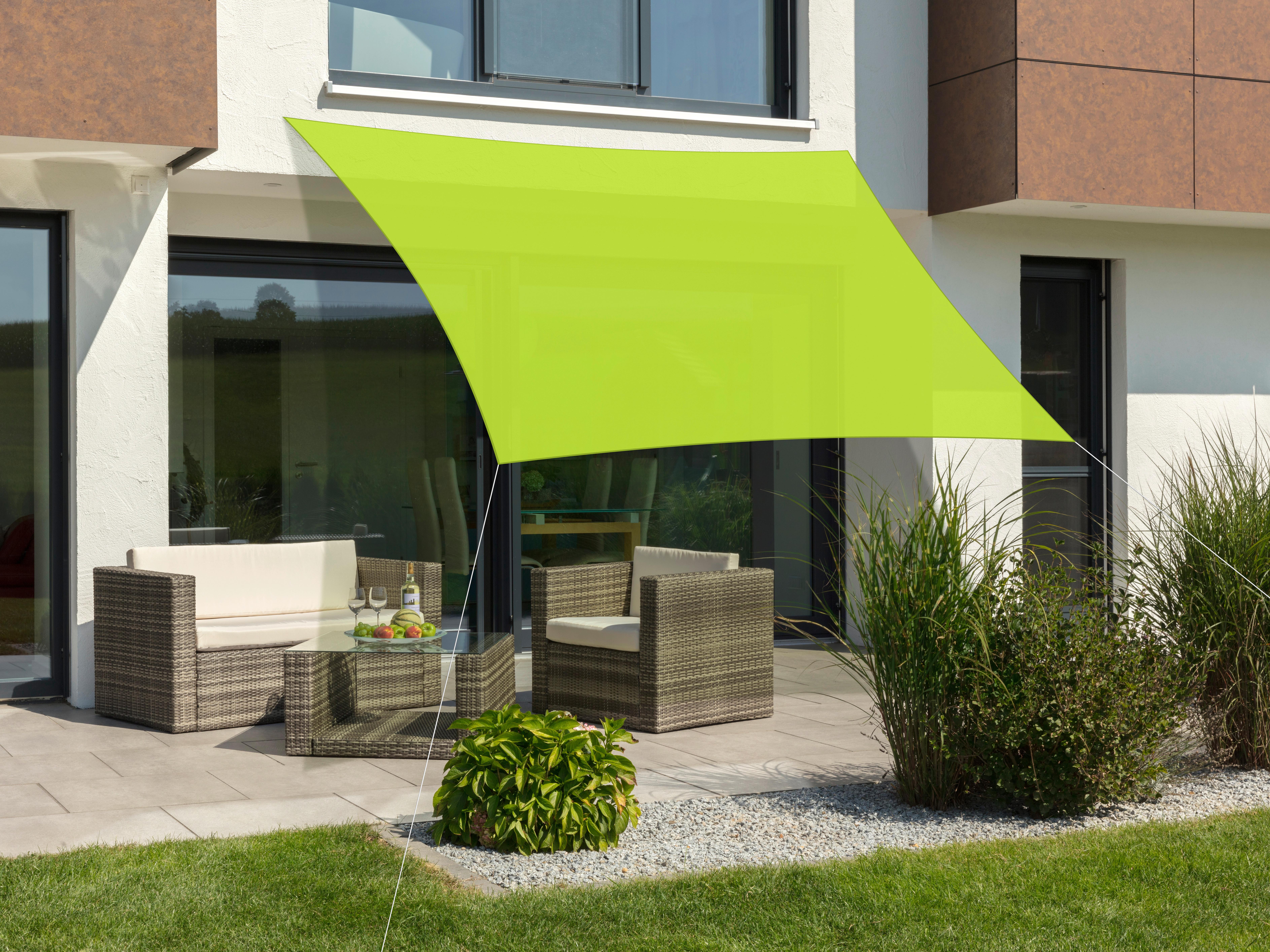 Sonnensegel Teneriffa Quadrat ca.360x0,3x360cm Hellgrün - Hellgrün, Basics, Textil (360/0,3/360cm) - Schneider