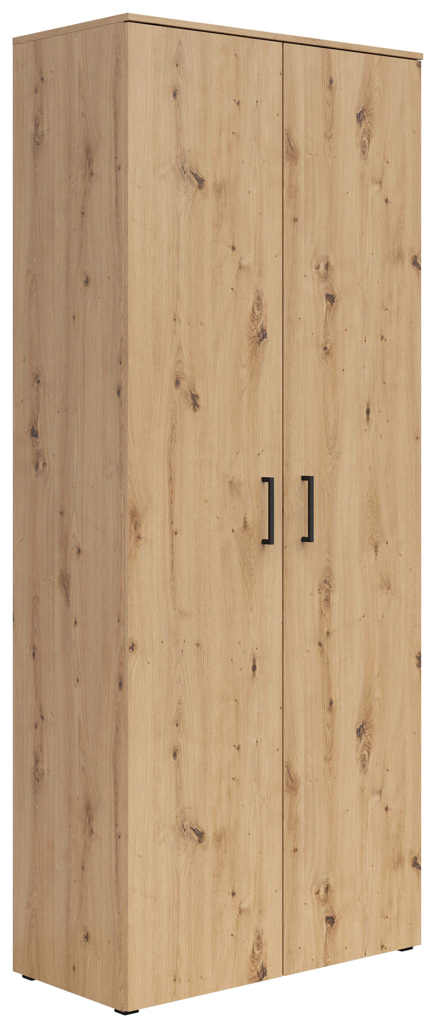 Schrank Multistauraum Eiche Artisan - Schwarz/Eiche Artisan, MODERN, Holzwerkstoff/Kunststoff (80/195/40cm) - Mömax