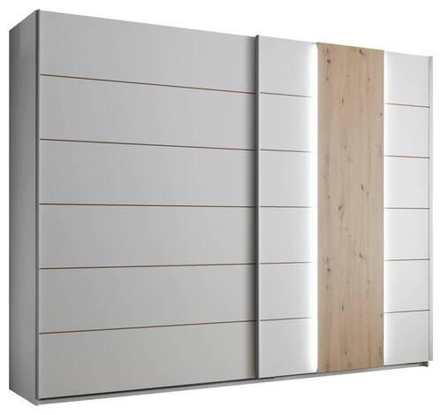 Omara Z Drsnimi Vrati Sizilia, Bela, Hrast, Š. 270cm - bela/barve aluminija, Moderno, kovina/leseni material (270/210/60cm) - Premium Living