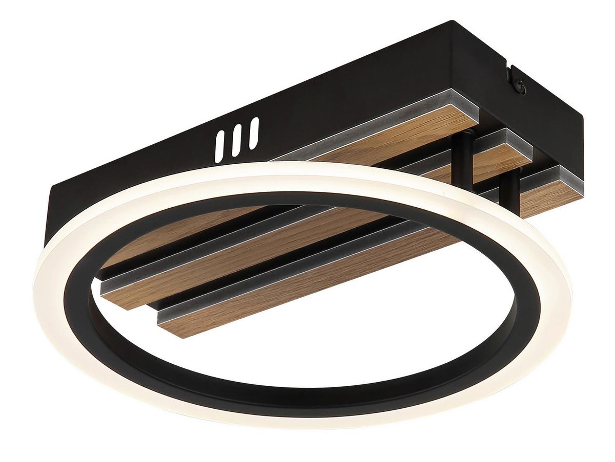 Led Stropna Svjetiljka Blevins - bijela/tamno smeđa, Natur, drvni materijal/metal (25/25/8,5cm) - Globo