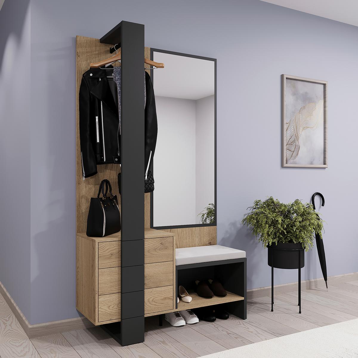 PRZEDPOKÓJ SILENT - kolor dębowy/antracytowy, Konventionell, materiał drewnopochodny (115/200/41,6cm) - Carryhome