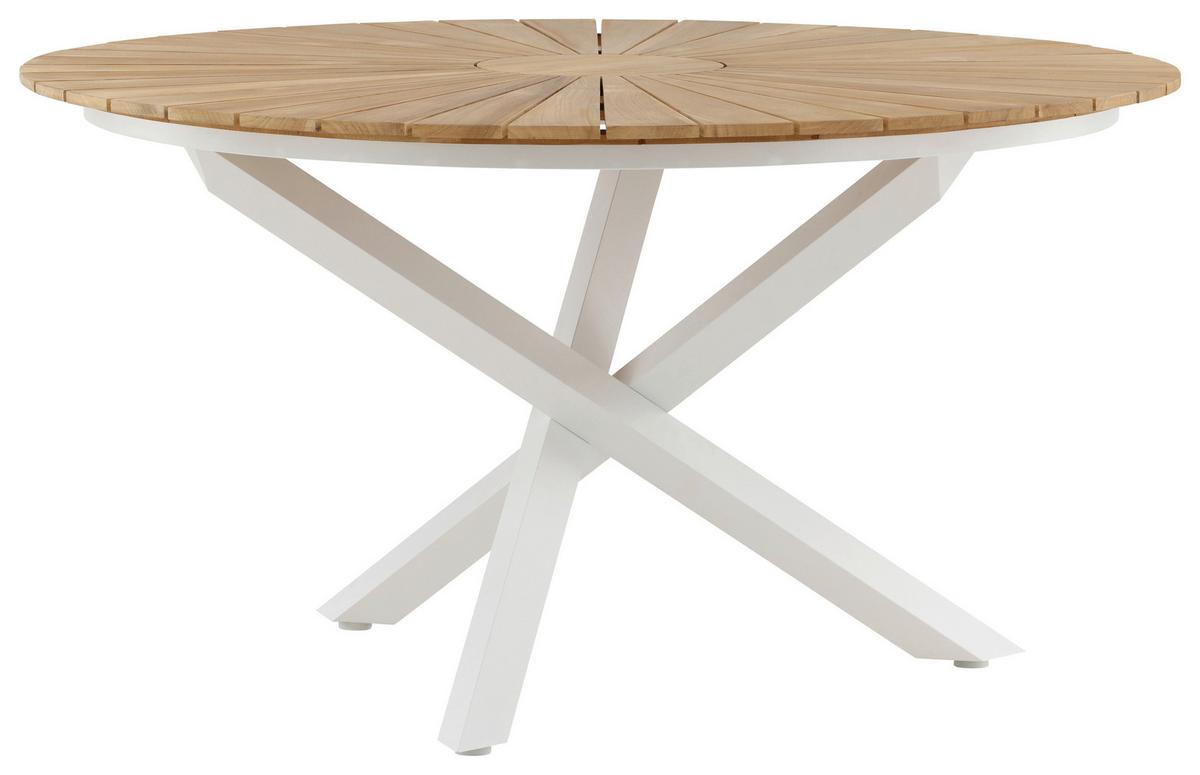 Gartentisch Mexico ca. 140x75 cm Alu Weiß/Teak - Weiß/Teakfarben, KONVENTIONELL, Holz/Metall (140/140/75cm) - Gardenson