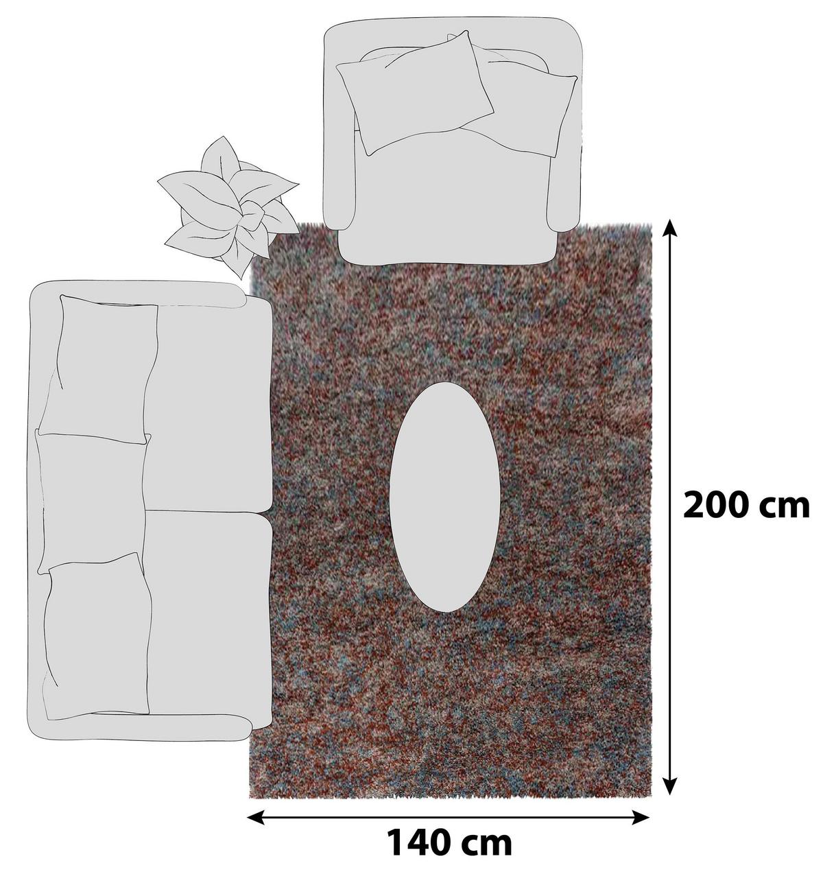 Hochflorteppich Enjoy Terracotta ca. 140x200cm - Terracotta, KONVENTIONELL, Textil (140/200cm)