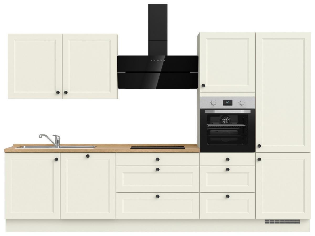 Küchenblock Cascada High m. Geräten Weiß - Eichefarben/Schwarz, MODERN, Holzwerkstoff/Metall (330cm) - Nobilia