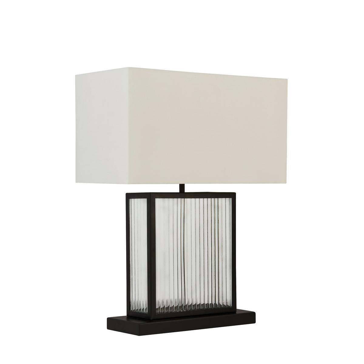 Asztali Lámpa Eu54210bk Clarendon - fekete/fehér, Design, műanyag/üveg (40/53/20cm)