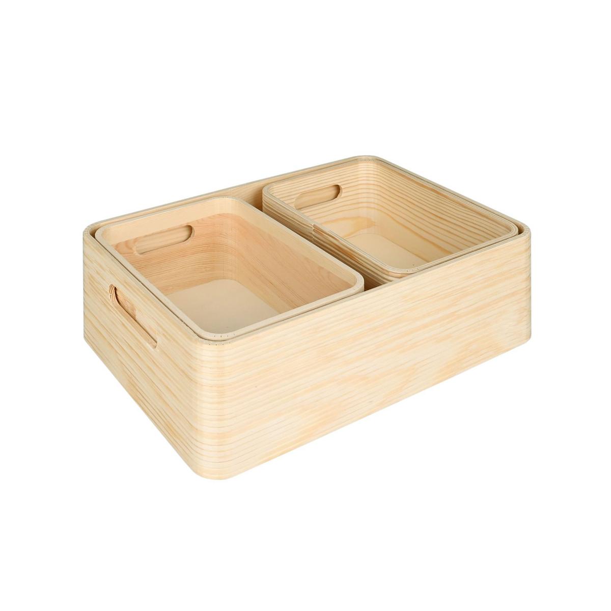 POJEMNIK/PRZECHOWYWANIE-ZESTAW WA009 - kolor naturalny, Trend, drewno (36/25/11,5cm) - Ambia Home