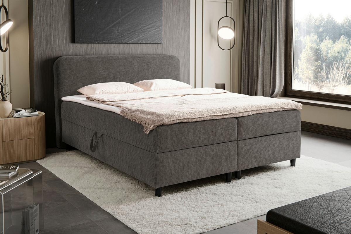 Postelja Z Vzmetnico Viva, Siva, 180x200cm - siva/črna, Moderno, umetna masa/tekstil (180/200cm) - MID.YOU