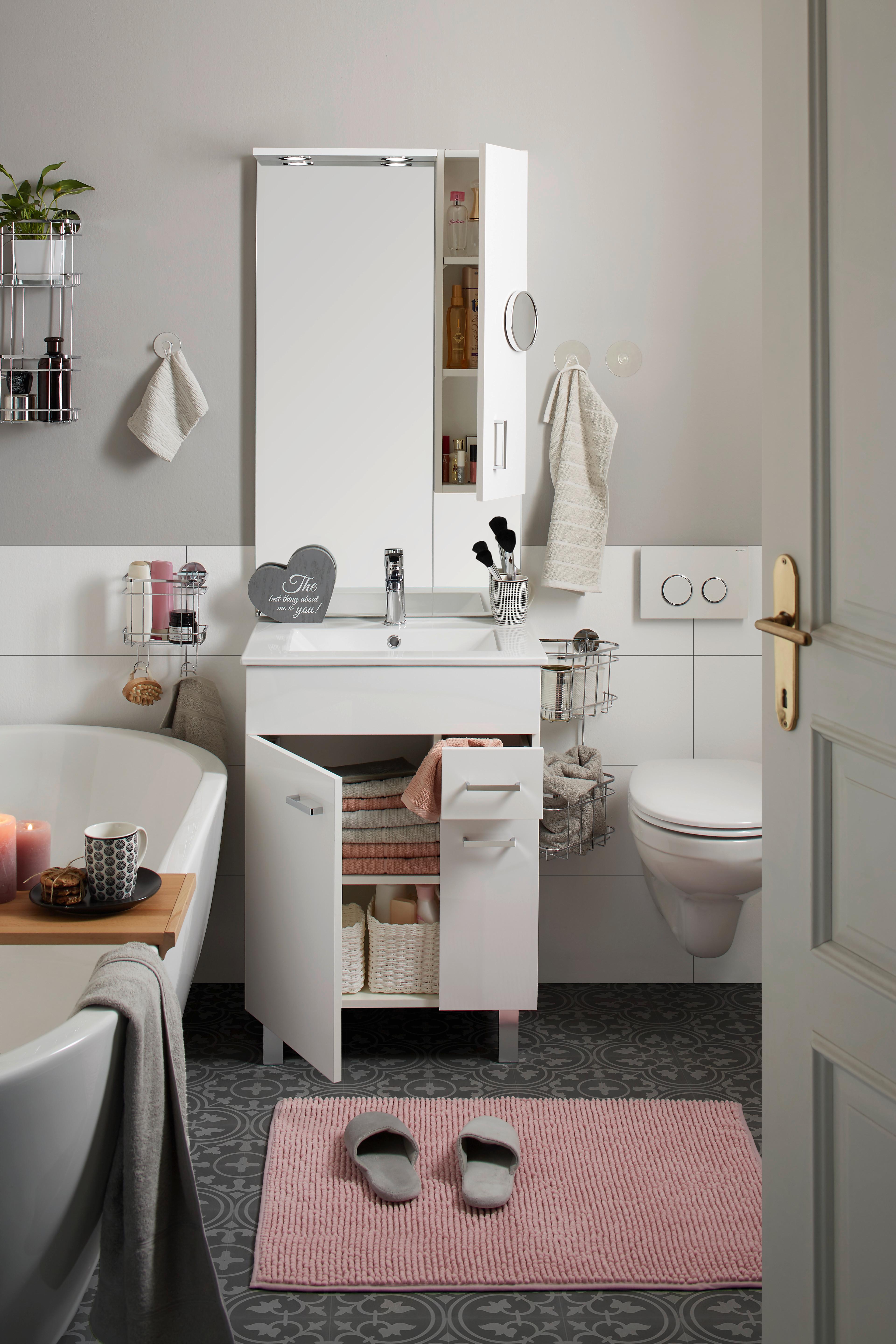 Badezimmer in Weiß, 3er Set - Weiß, MODERN, Keramik/Holzwerkstoff (60/197/46cm) - Mömax
