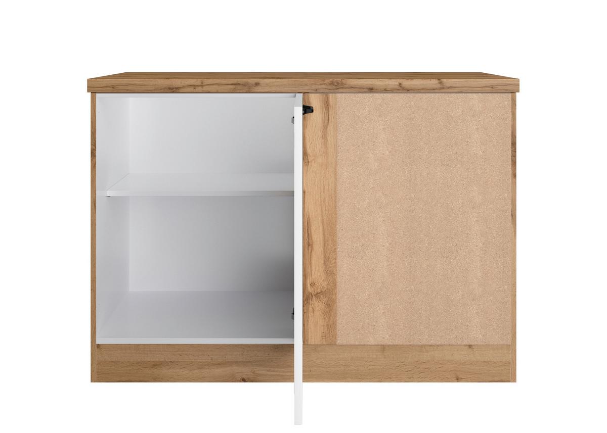 Eckunterschrank Meran ca. 120x86x60 cm Weiß/Eiche - Eiche Wotan/Schwarz, LIFESTYLE, Holzwerkstoff/Metall (120/86/60cm) - Held