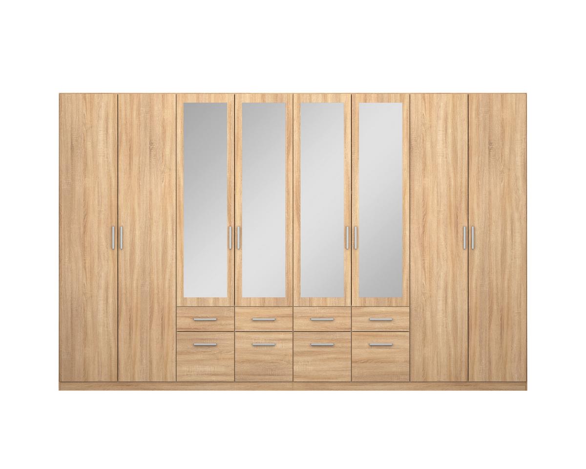 Drehtürenschrank Bingen Eichefarben - Alufarben/Sonoma Eiche, MODERN, Holzwerkstoff/Kunststoff (360/229/54cm) - Rauch Möbel