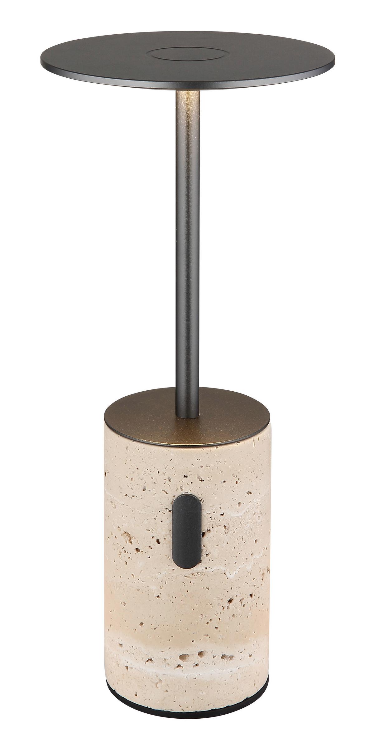 AKKU-TISCHLEUCHTE 21050 TRAVERTIN - Weiss/Graphitfarben, Design, Kunststoff/Stein (12/27,6cm) - Globo