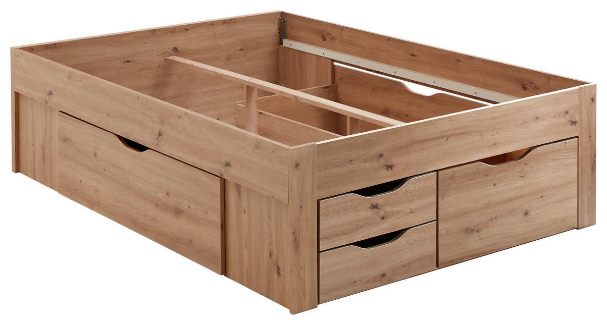 Staumraumbett Noah in Eiche Artisan ca. 140x200cm - Eiche Artisan, Konventionell, Holzwerkstoff (140/200cm) - Mömax