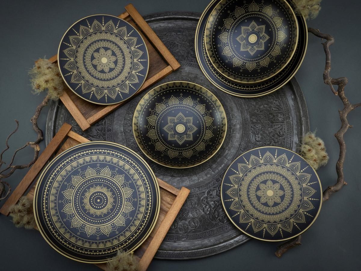 Kombinirani Servis Mandala, 16-Delni - zlate barve/črna, keramika - Creatable