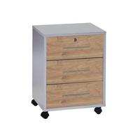 ROLLCONTAINER OFFICE EDITION - Eichefarben/Silberfarben, LIFESTYLE, Holzwerkstoff/Metall (44/58/40cm) - MID.YOU