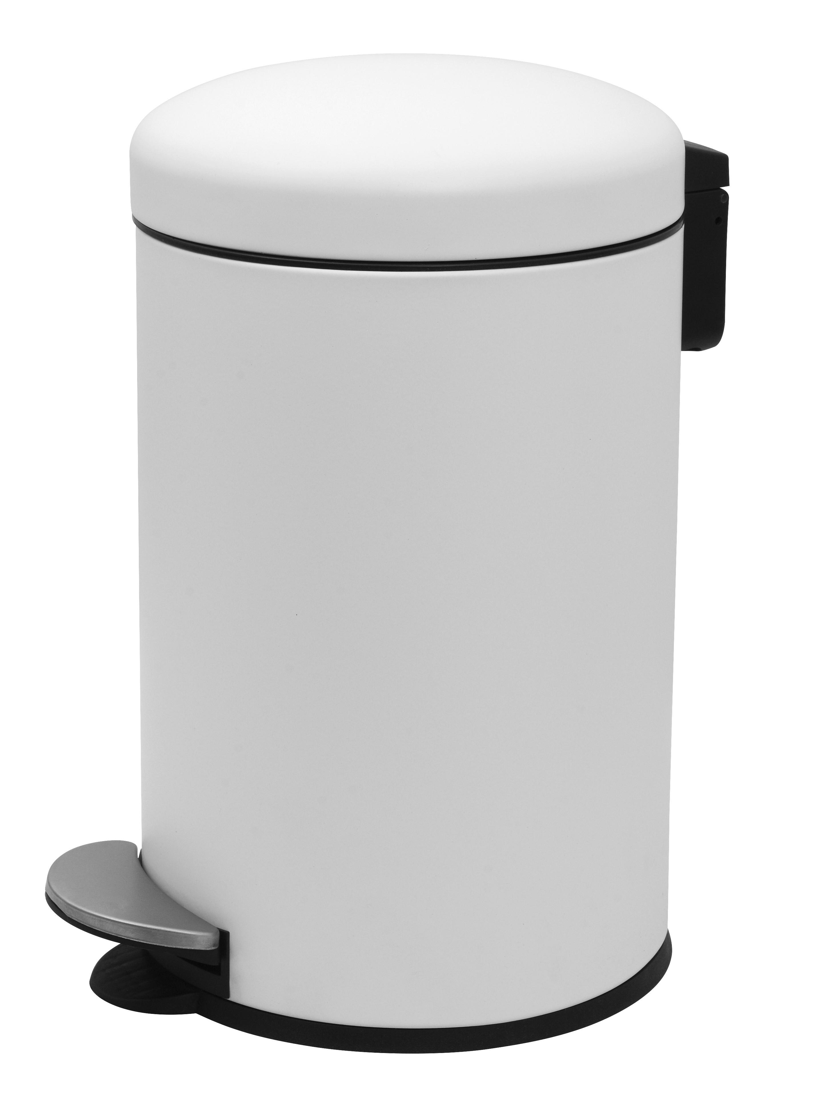 Treteimer James Weiß ca. 12l - Schwarz/Weiß, KONVENTIONELL, Kunststoff/Metall (27/41,5/26cm) - Modern Living