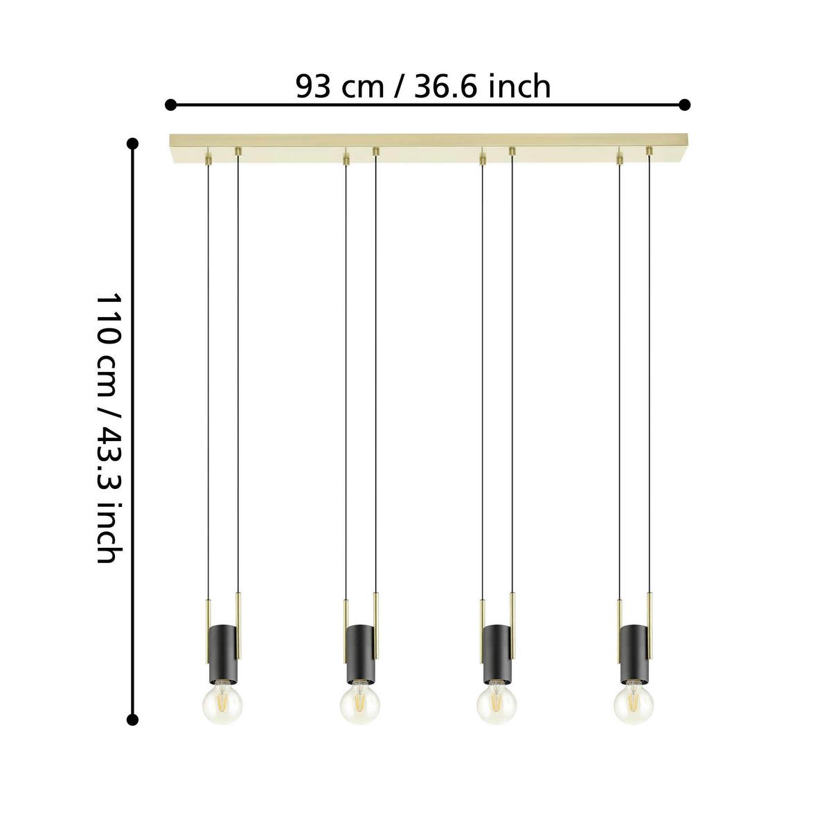 Hängeleuchte 98858* Bitachito - Messingfarben/Schwarz, Design, Metall (93/5.5/110cm) - Eglo