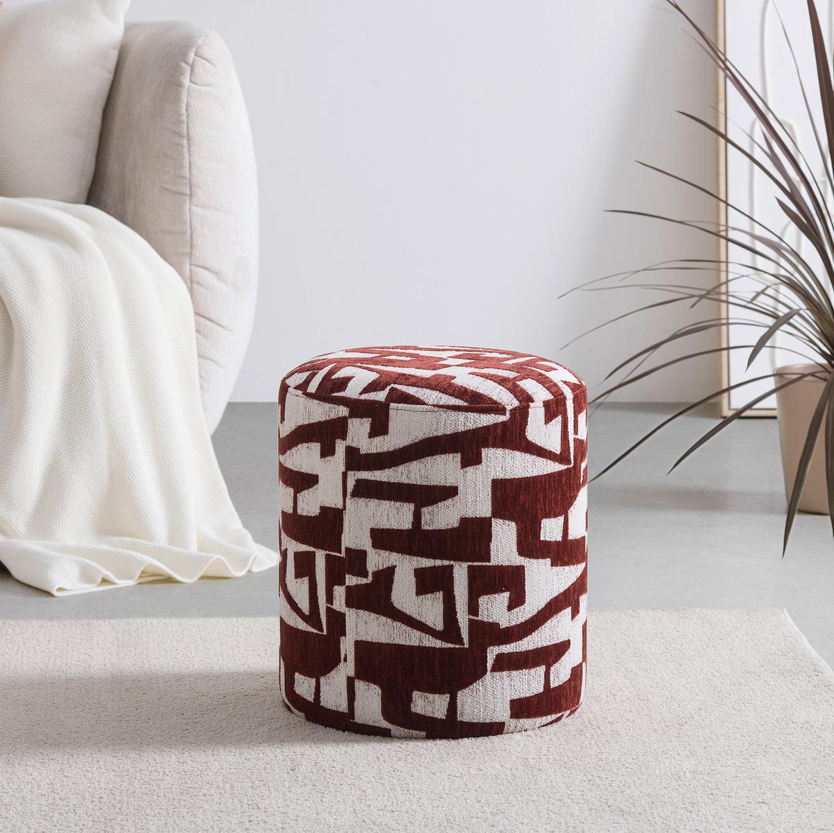 Hocker Marie Weiß/Rotbraun - Rotbraun/Weiß, LIFESTYLE, Holzwerkstoff/Textil (35/40/35cm) - Mömax