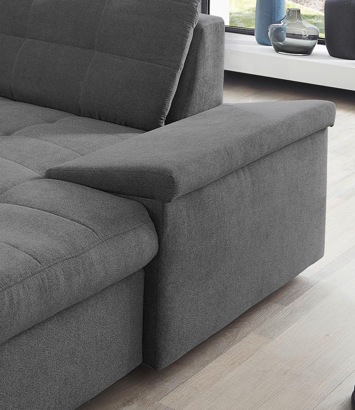Wohnlandschaft Zira Anthrazit Nylon/Mikrofaser - Chromfarben/Anthrazit, Design, Kunststoff/Textil (212/330/169cm) - Livetastic