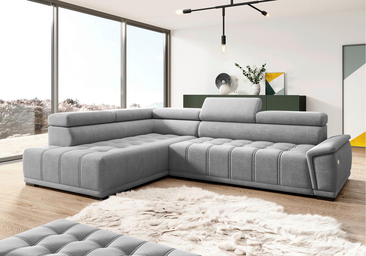 Kutna Garnitura Gremio - plavkastosiva/crna, Moderno, tekstil/plastika (106/283cm) - Modern Living