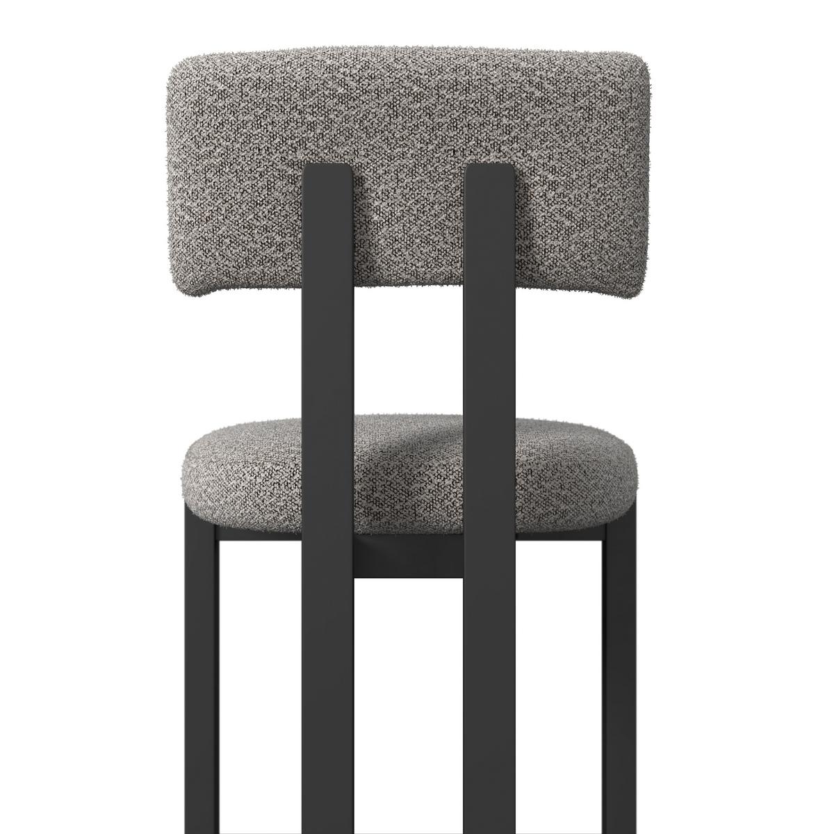 Barhocker Jonna Hellgrau Bouclé Gepolstert - Hellgrau/Schwarz, MODERN, Holz/Textil (51/102/54cm) - Bessagi Home