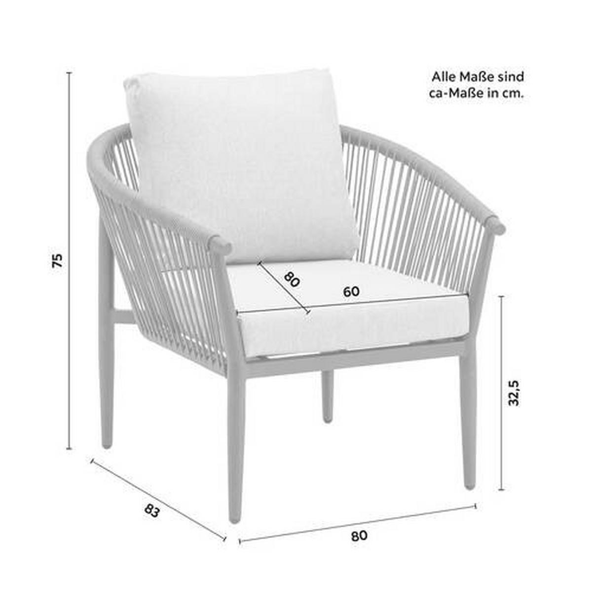 Kerti Karosszék Lábtartóval Norah - szürke, Modern, textil/fém (80/75/142cm) - Bessagi Garden