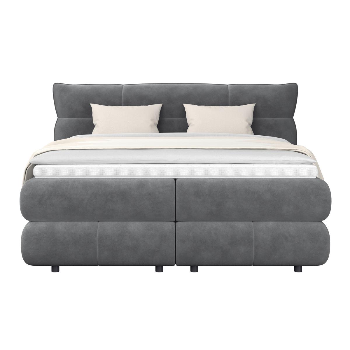 Boxspring Krevet Carmelo - crna/antracit, Trend, tekstil/plastika (160/200cm) - Premium Living