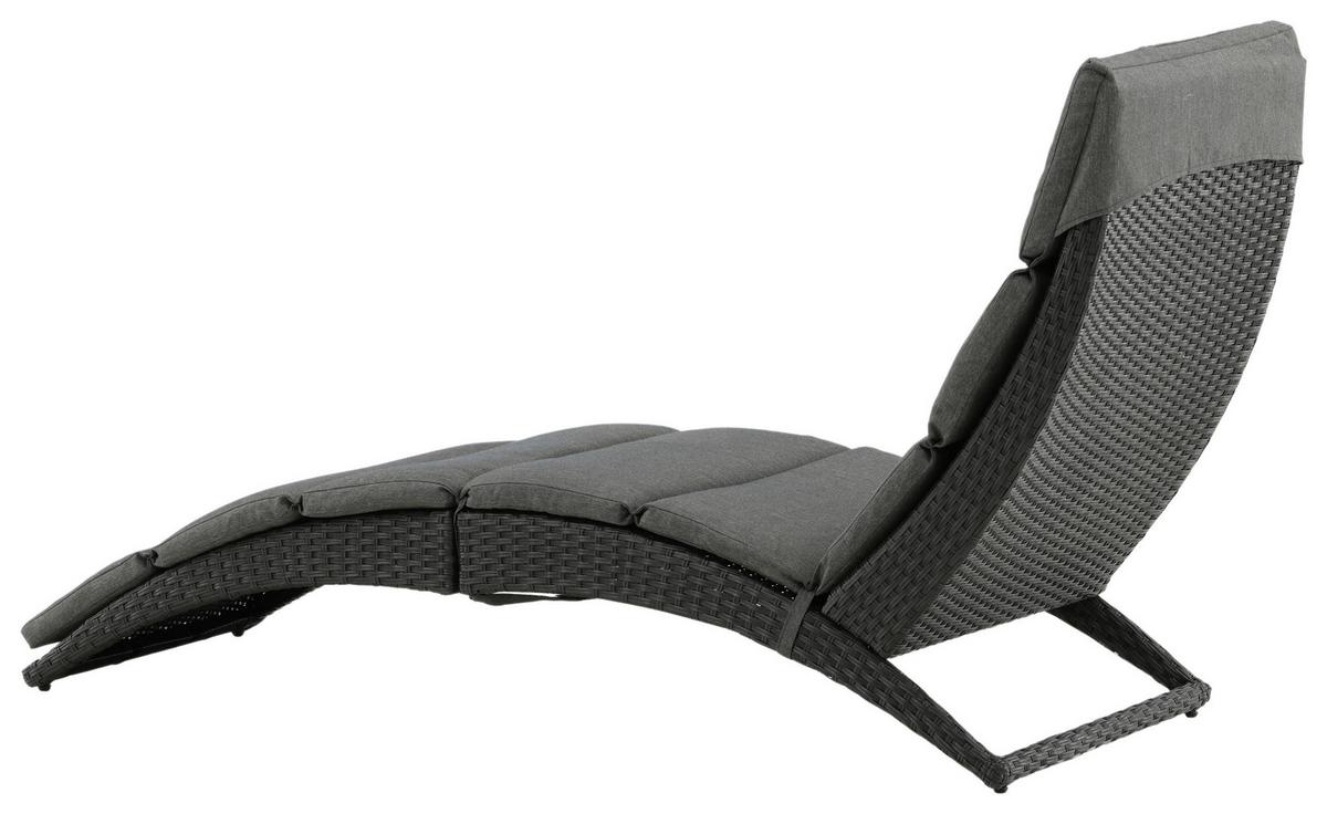 Sonnenliege Archie ca. 64x84x158 cm Schwarz - Schwarz, KONVENTIONELL, Kunststoff (64/84/158cm) - Gardenson