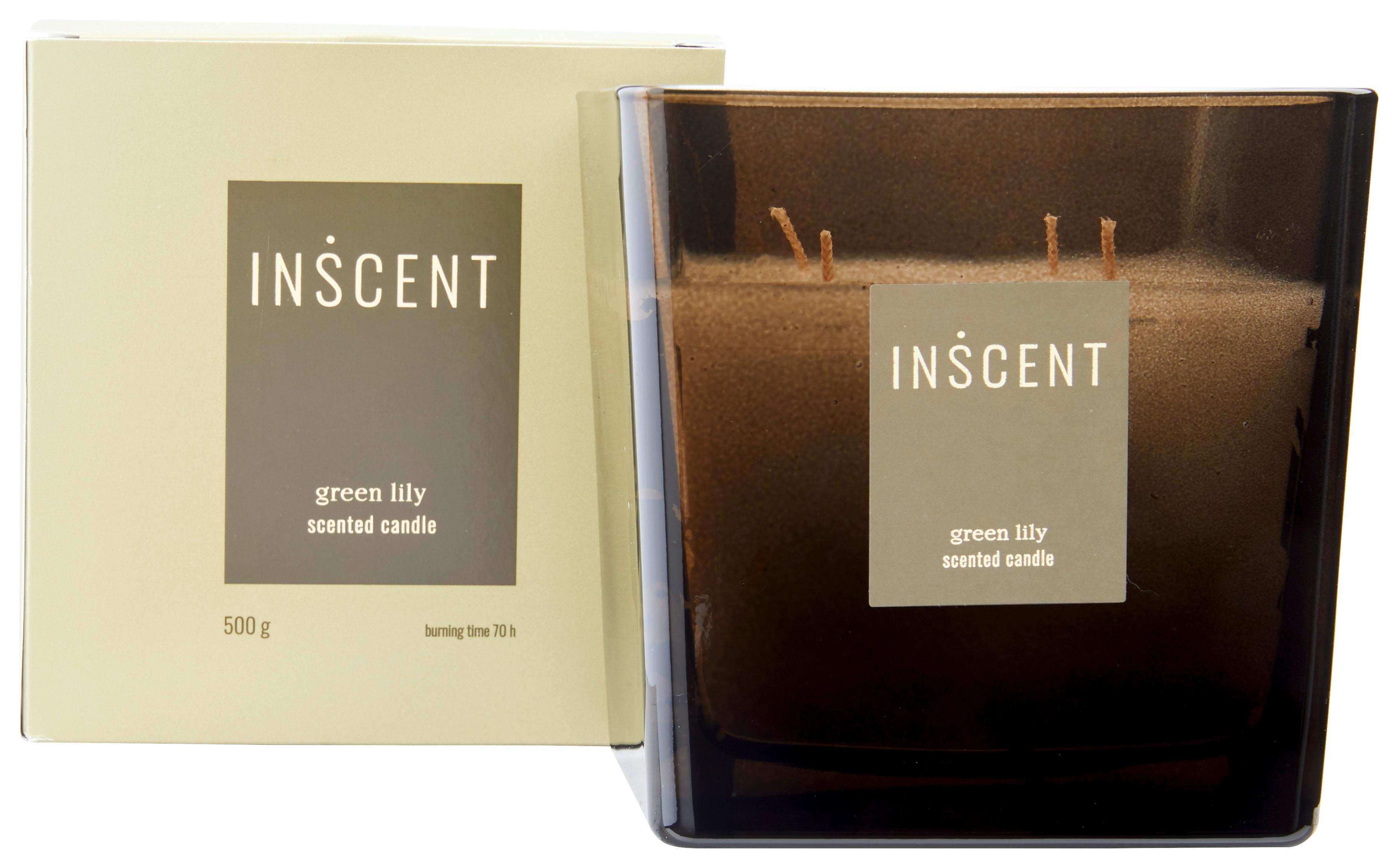 Kerze im Glas Green Lily in Weiß/Dunkelgrün - Klar/Dunkelgrün, Design, Glas (12/12/12cm) - Inscent