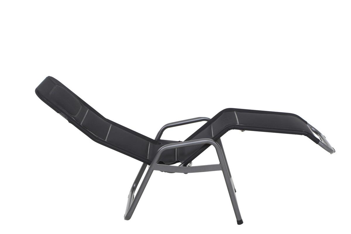 Kippliege Fano ca. 150x71x112 cm Schwarz - Schwarz, KONVENTIONELL, Kunststoff/Metall (150/71/112cm) - Siena Garden