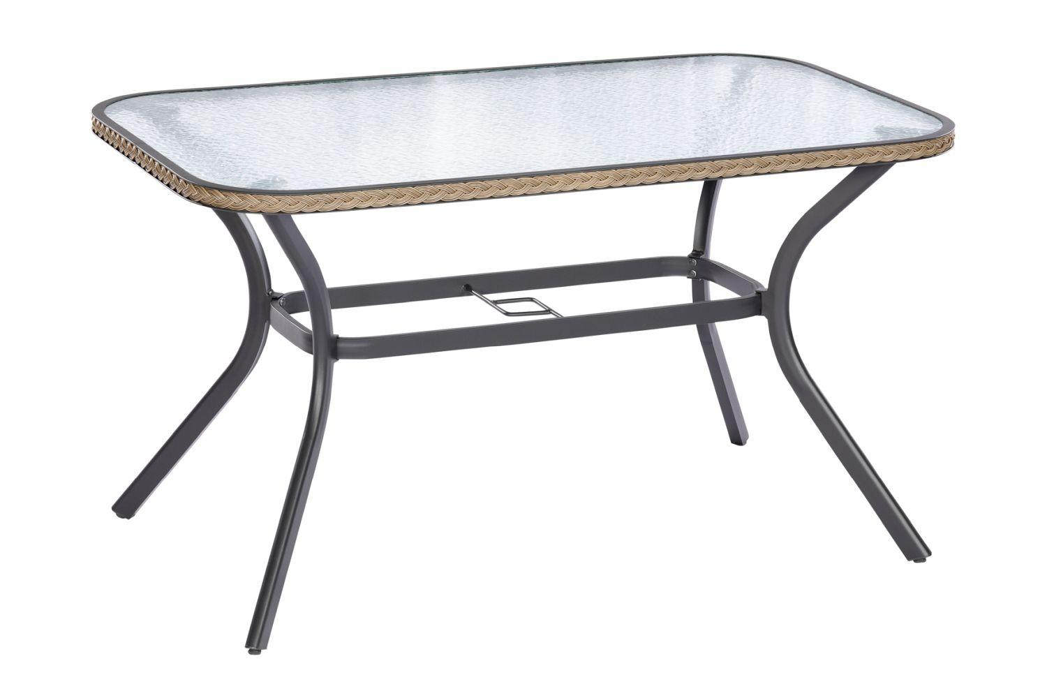 Gartentisch Ravenna Natur/ Graphitfarben ca. 150x85x80cm - Graphitfarben/Naturfarben, ROMANTIK / LANDHAUS, Glas/Metall (150/85/80cm) - Gardenson