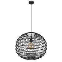 Hängeleuchte Senni Schwarz max. 15 Watt - Schwarz, Natur, Papier/Kunststoff (59/120cm) - Globo