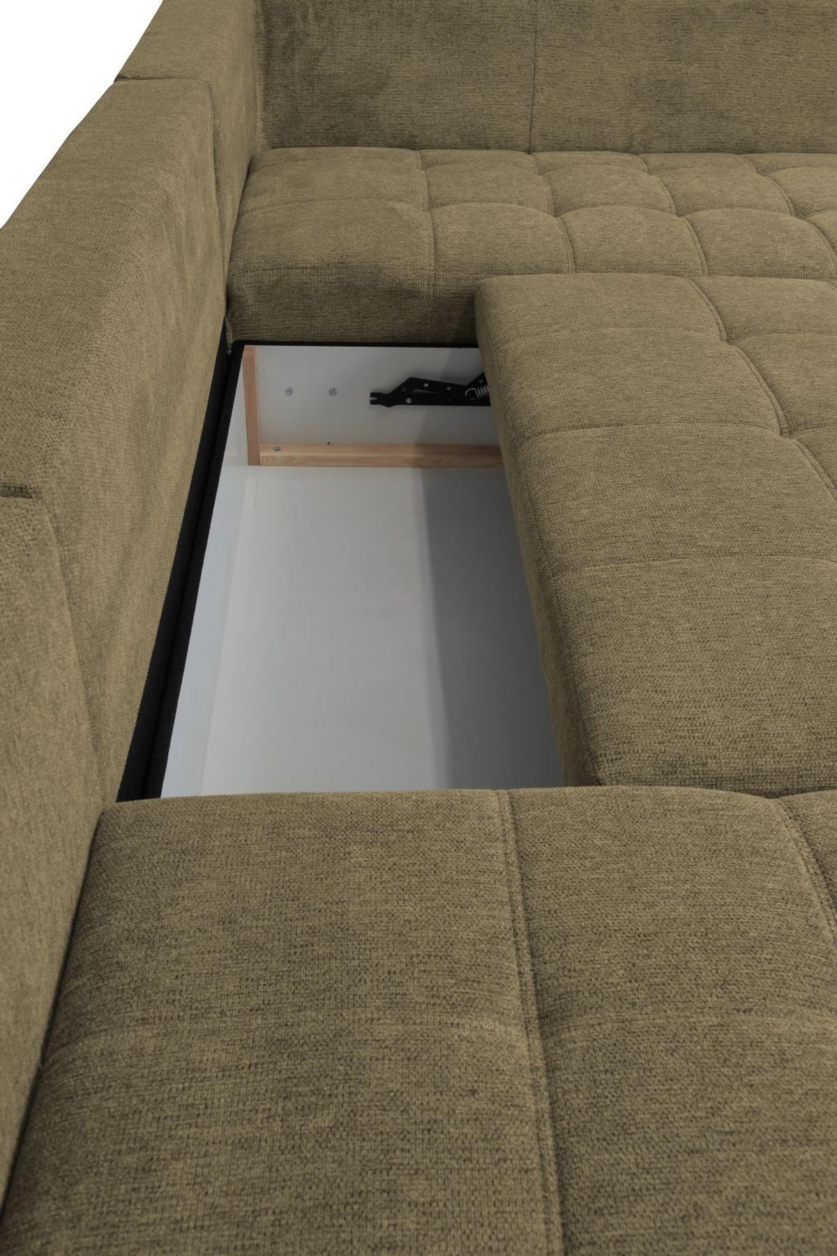 Kutna Garnitura Senso - maslinasto zelena/boje kroma, Moderno, tekstil/drvo (183/346/197cm) - Modern Living