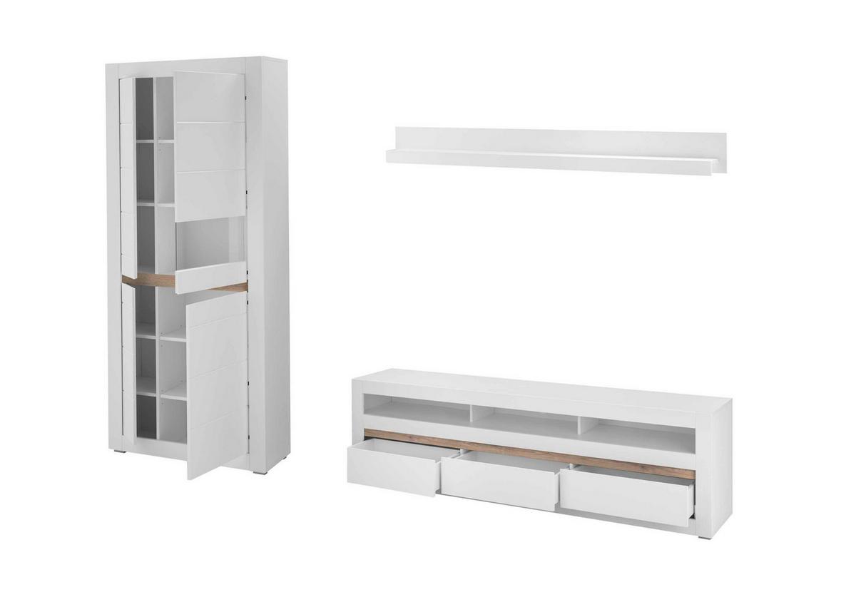 WOHNWAND CHESTER - Eichefarben/Silberfarben, Design, Holzwerkstoff/Kunststoff (312/198/42cm) - MID.YOU