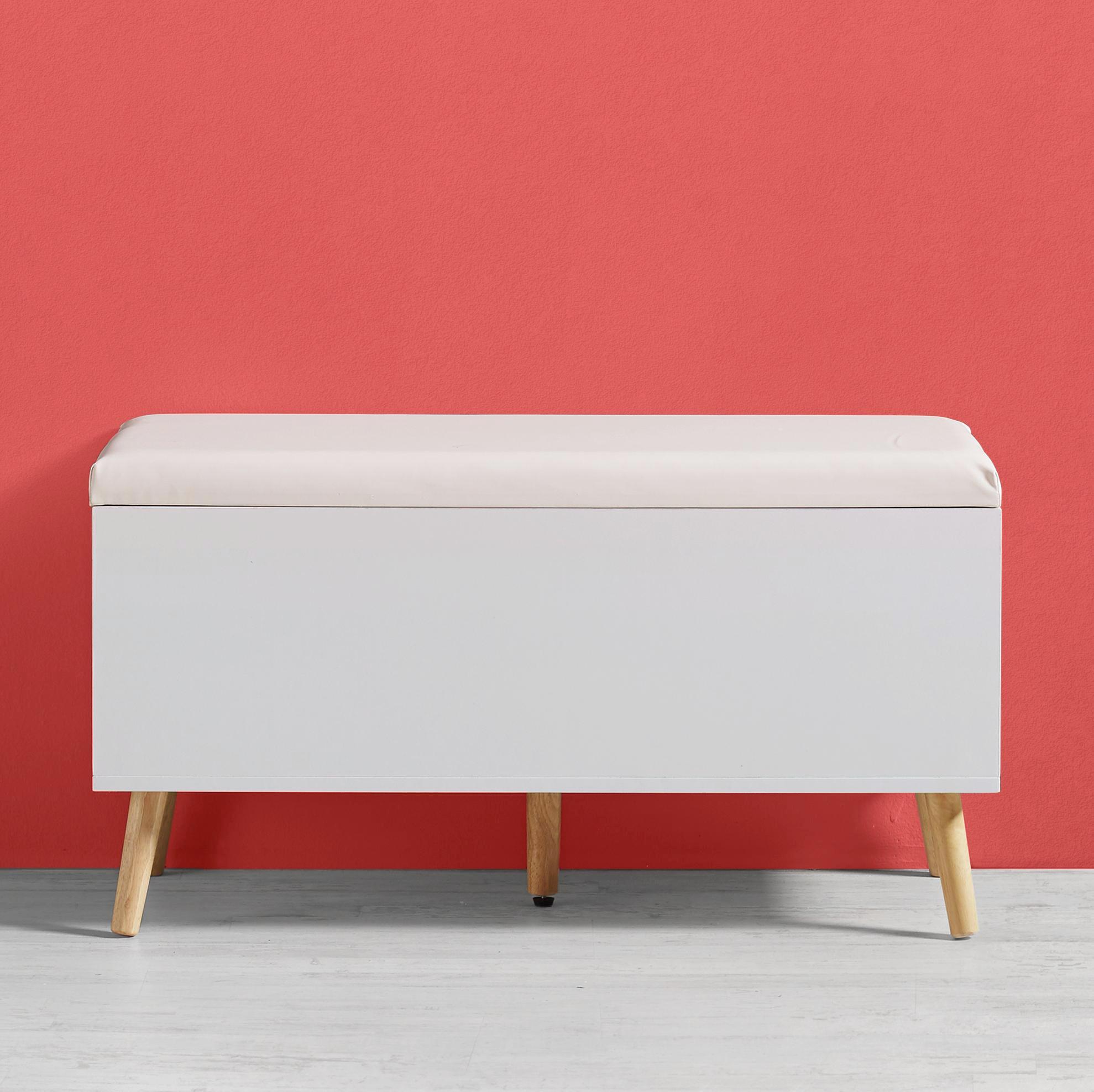 Truhenbank Claire mit Stauraum - Naturfarben/Weiß, MODERN, Holz (90/48/38cm) - Bessagi Home