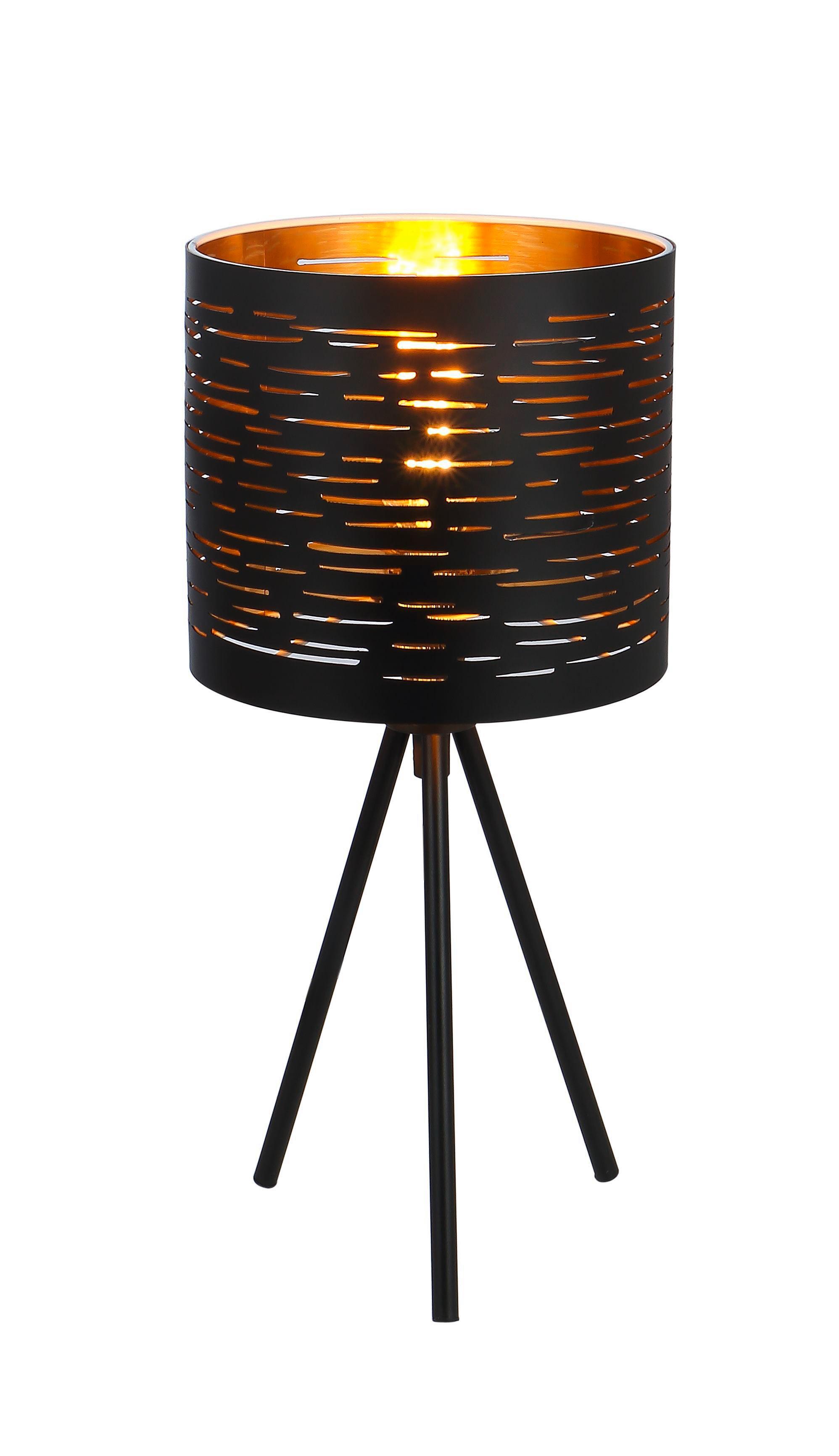 Tischleuchte Tunno in Schwarz max. 25 Watt - Goldfarben/Schwarz, Design, Kunststoff/Metall (17/35cm) - Globo