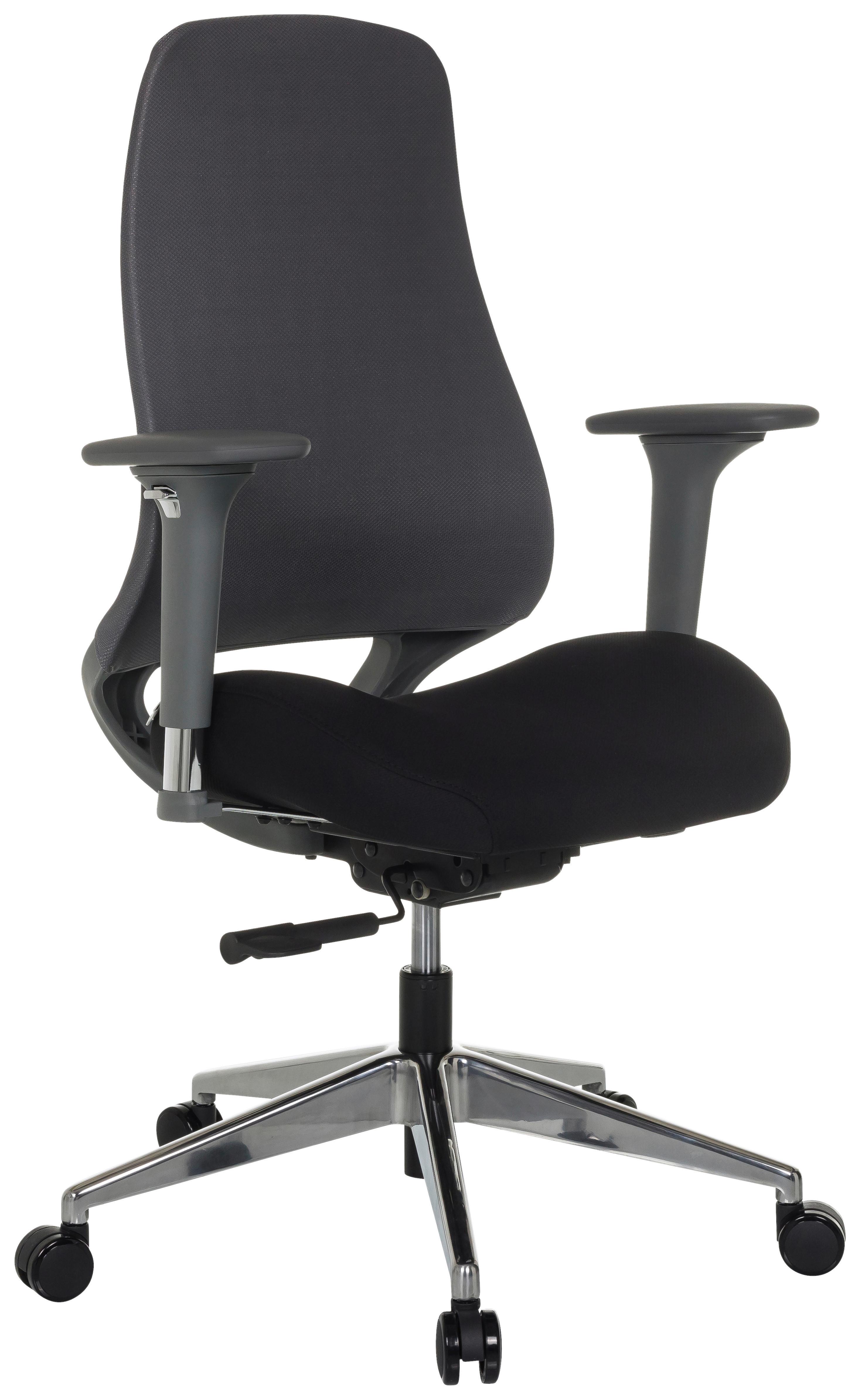 Pisarniški Stol Henfield G, Črna - srebrne barve/črna, Moderno, kovina/umetna masa (64/110 - 119/65cm) - MID.YOU