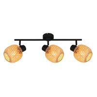 Deckenleuchte Natur Schwarz/Beige max. 5 Watt - Beige/Schwarz, MODERN, Naturmaterialien/Metall (70.5/13/18.5cm)