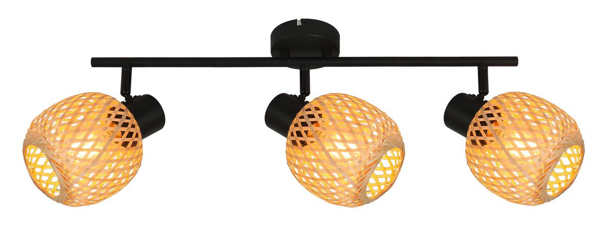 Deckenleuchte Natur Schwarz/Beige max. 5 Watt - Beige/Schwarz, MODERN, Naturmaterialien/Metall (70.5/13/18.5cm)