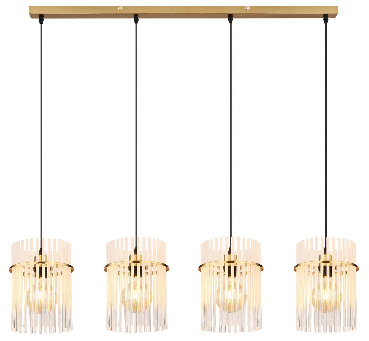 Hängeleuchte Gorley Gold/Klar max. 60 Watt - Klar/Goldfarben, KONVENTIONELL, Glas/Textil (97/4/140cm) - Globo