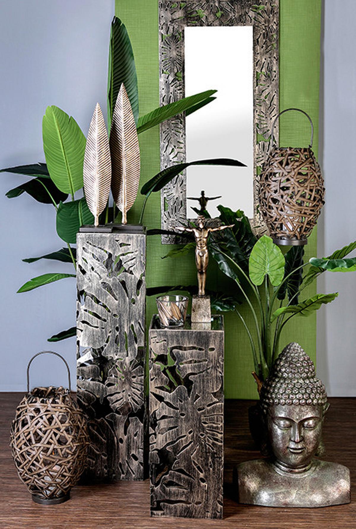 Blumensäule Flora Bronzefarben - Bronzefarben, Basics, Glas/Metall (27/70/27cm)