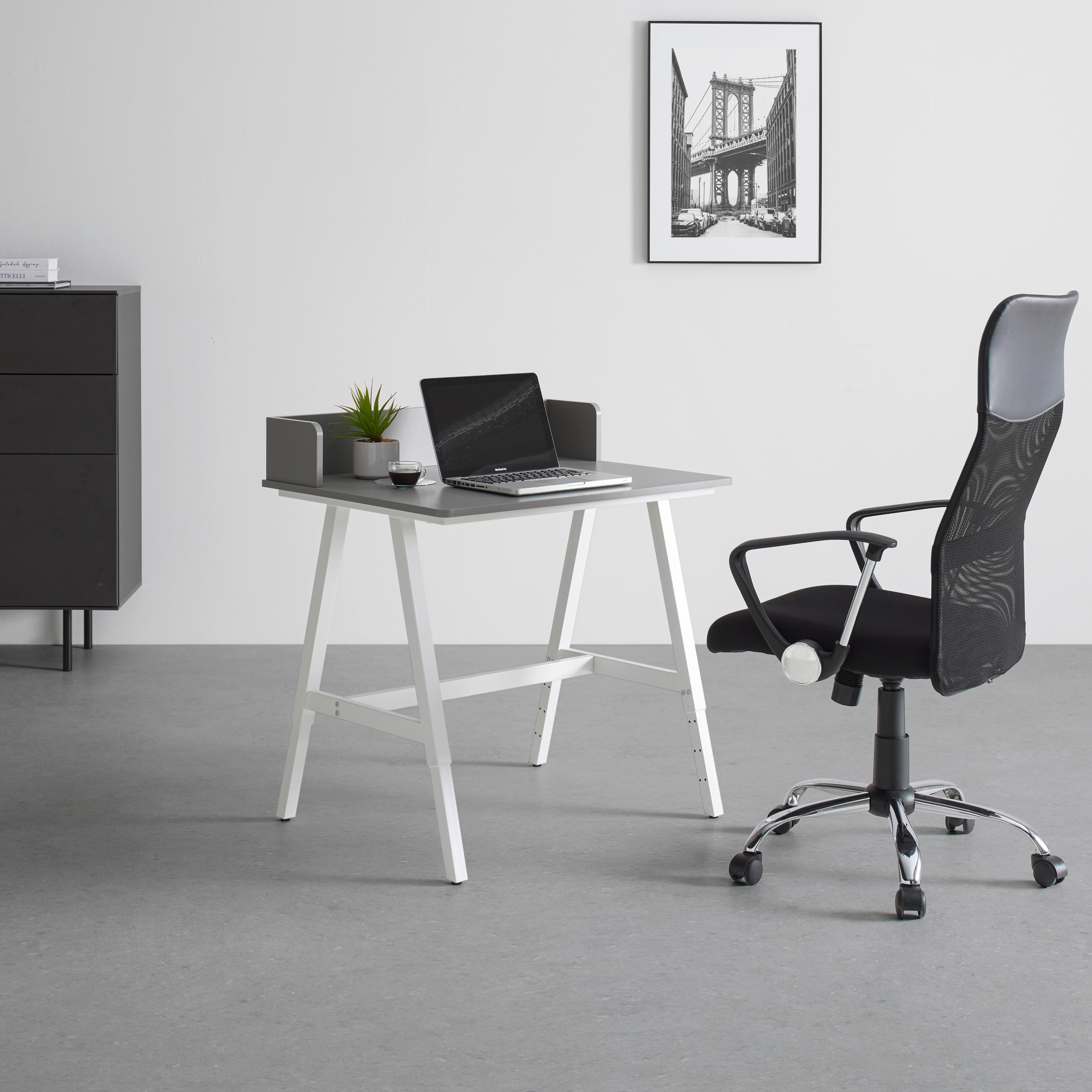 Schreibtisch Emmelie Grau/Weiss - Weiss/Grau, Modern, Holzwerkstoff/Metall (80/54-85/60cm) - Mömax